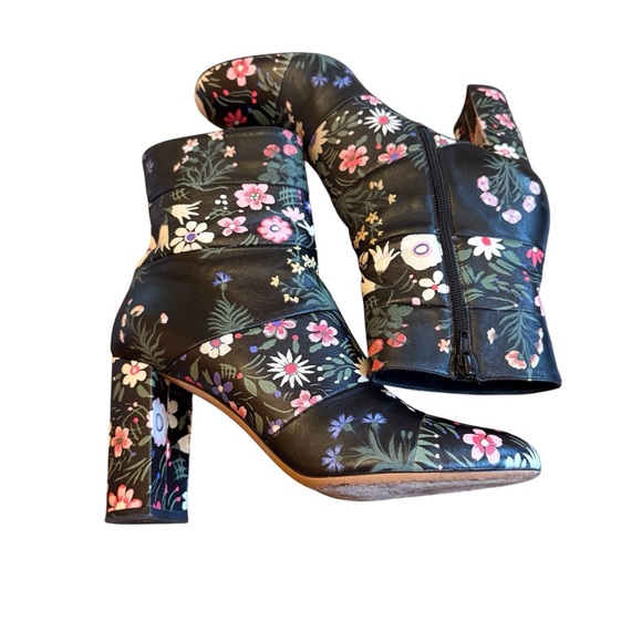 Valentino Garavani Camugarden Floral Leather Ankle Boots Block Heel EU 40 US 10 - Picture 8 of 16